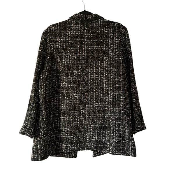 NANETT LEOPORE GOLD BLAC METALLIC THREAD BLAZER - Picture 2 of 7